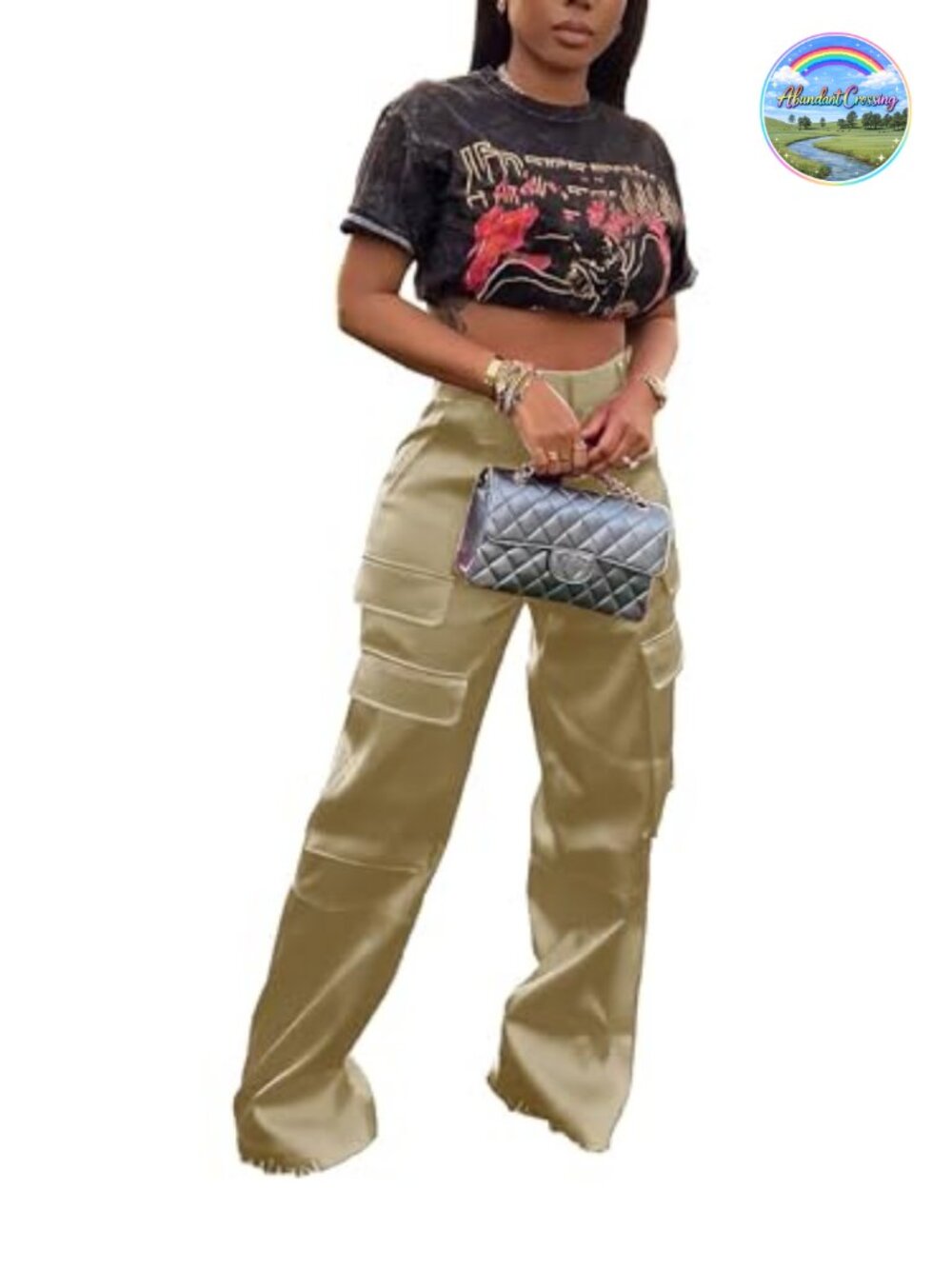 Satin Wide Leg Pants Women High Waisted Dressy Cargo Pants